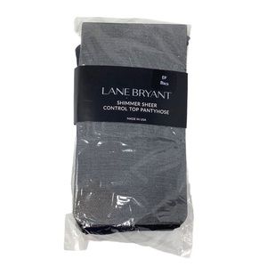 Lane Bryant Black Shimmer Sheer Control Top Pantyhose E/F